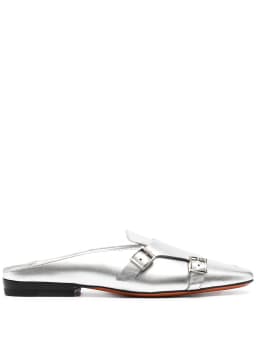 metallic leather mules