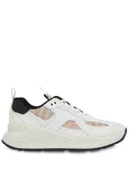 check mesh low-top sneakers