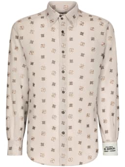 floral-embroidered cotton shirt