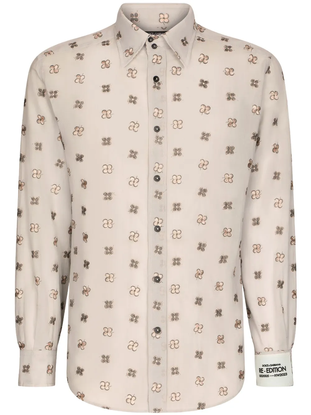 floral-embroidered cotton shirt