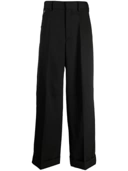 pleated straight-leg wool trousers
