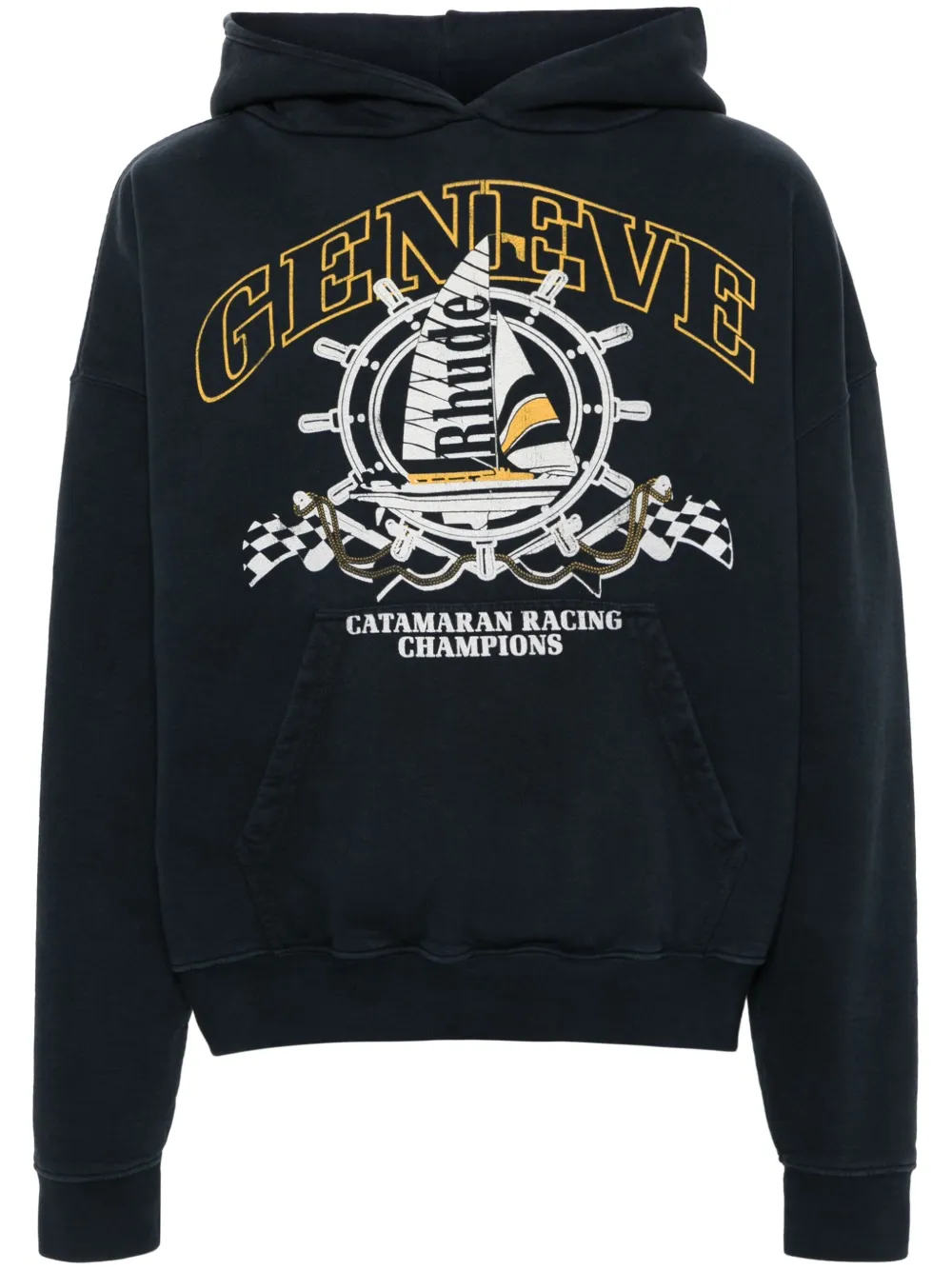 nautical-print cotton hoodie by RHUDE