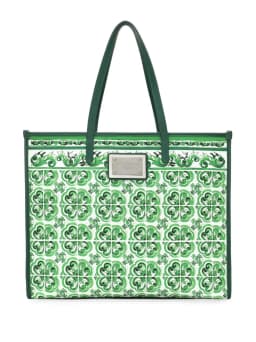 Majolica-print canvas tote bag