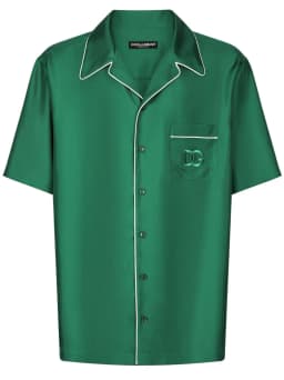 embroidered-logo silk-twill shirt