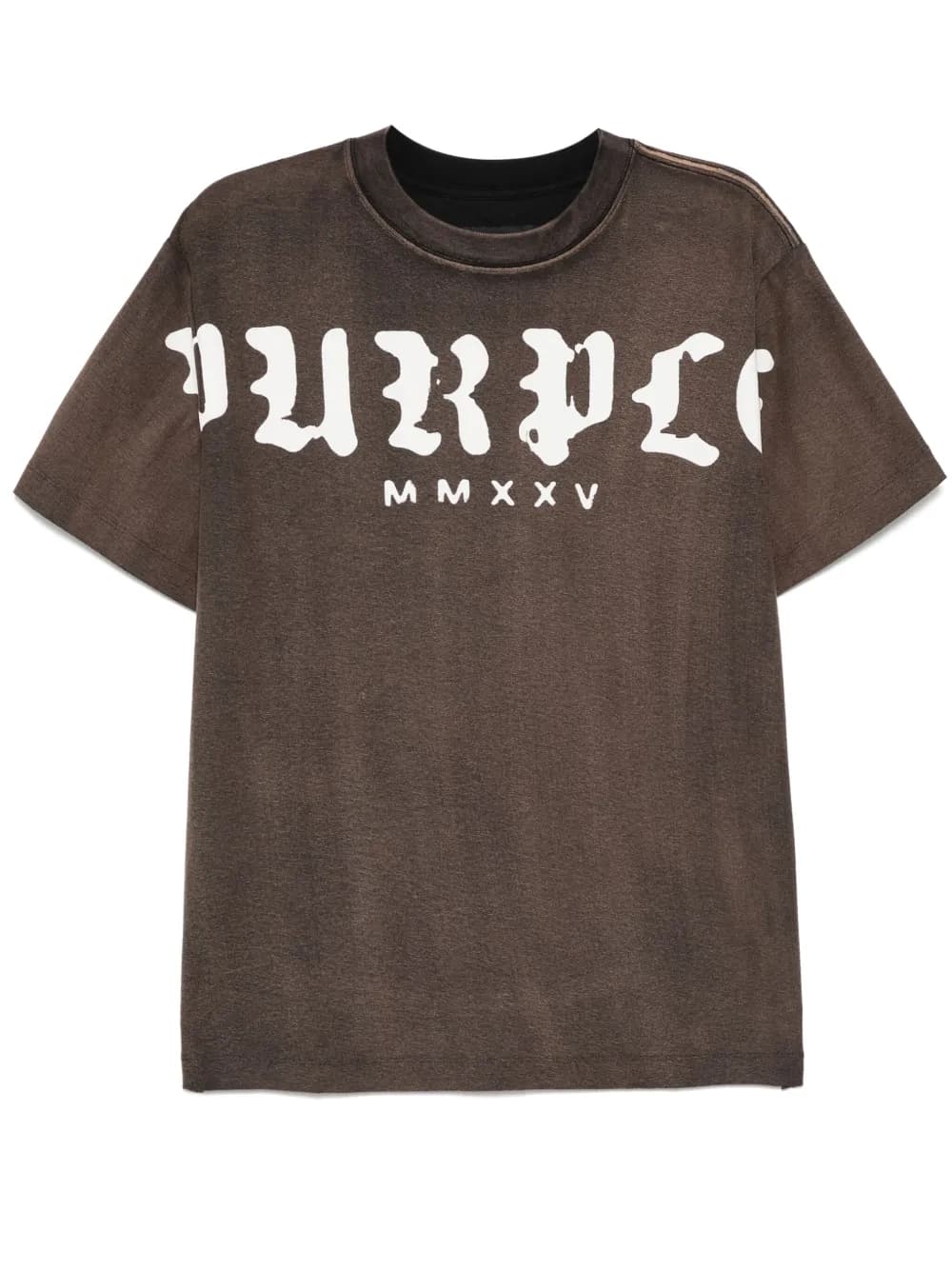 worn gothic wordmark overdye tee by Purple Brand
