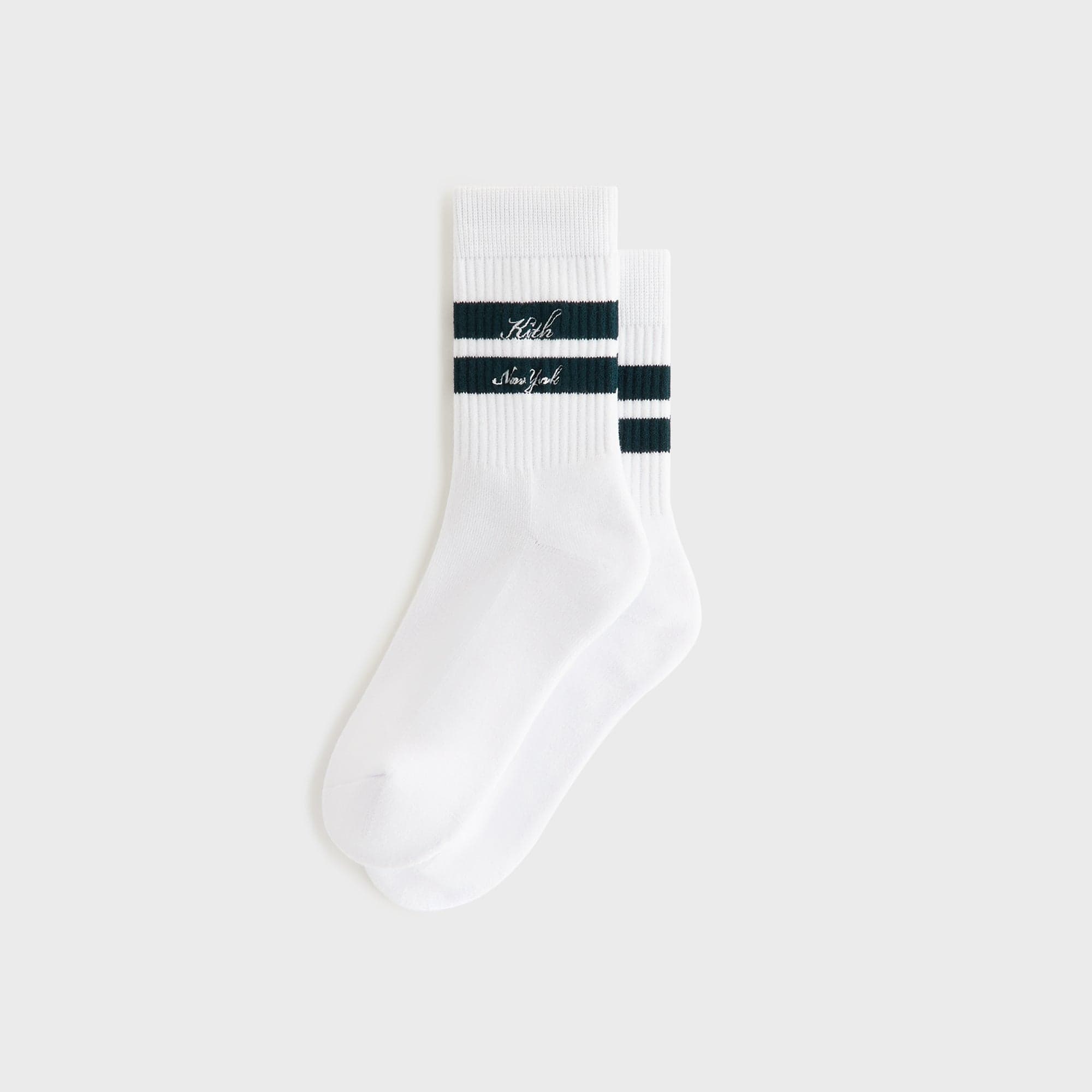 Kith Stripe Cotton Mid Crew Socks White
