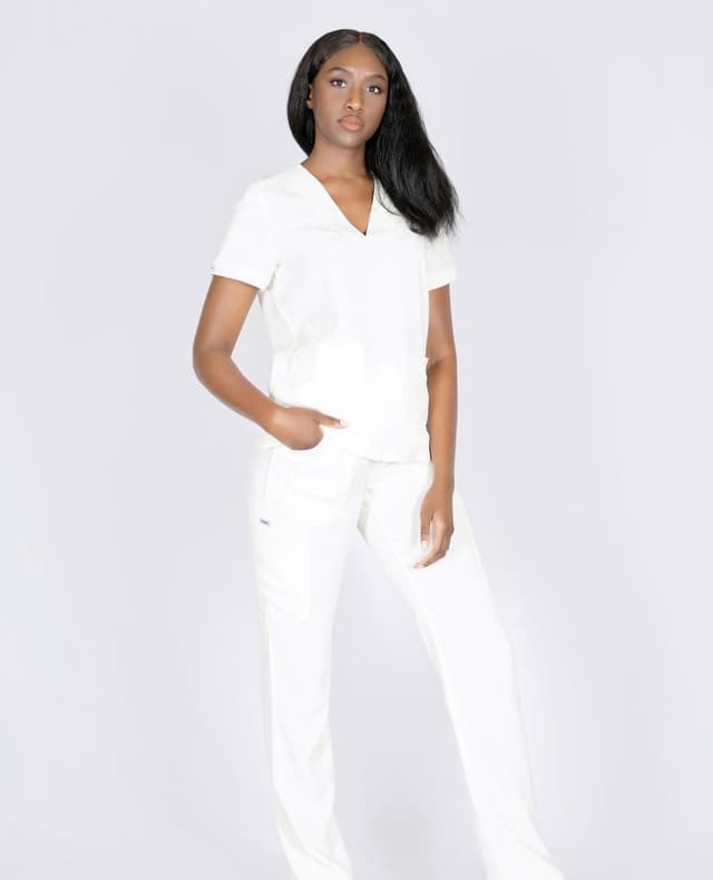 Cream White Pockets Fitted Top