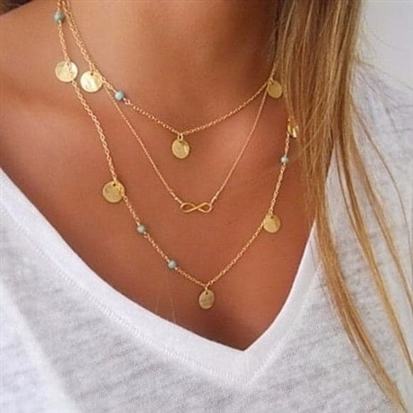 Dainty Layered Gold Tone Necklace For Gift Ideas