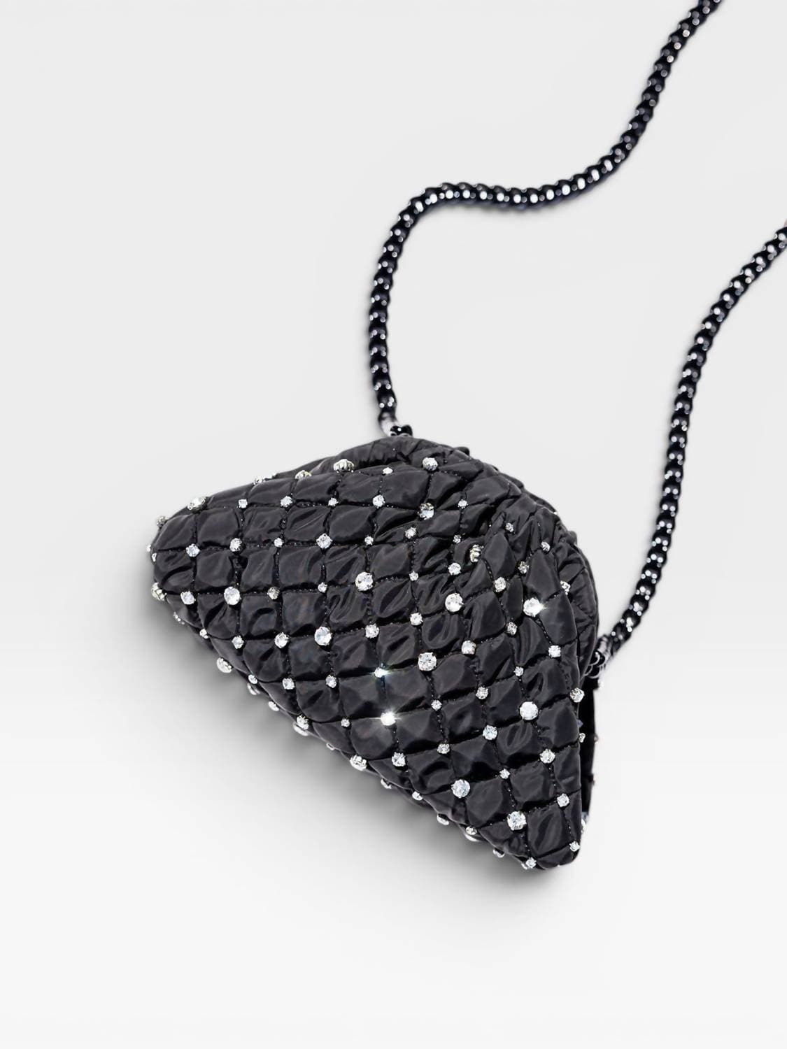 Strass Mini Game Clutch Bag In Black