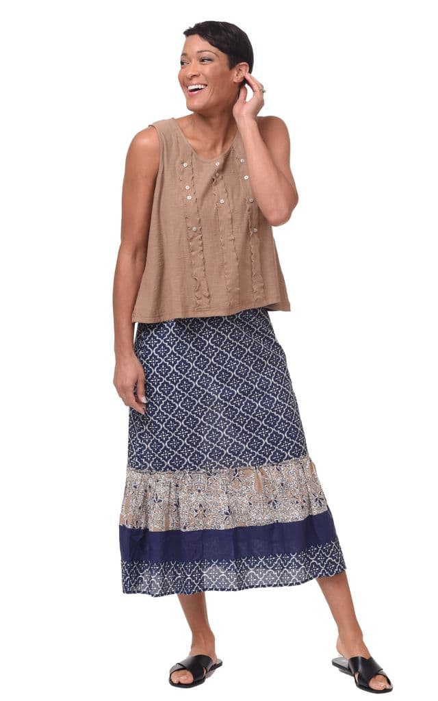 Sea Shell Cotton Slub Knit Tank In Sand