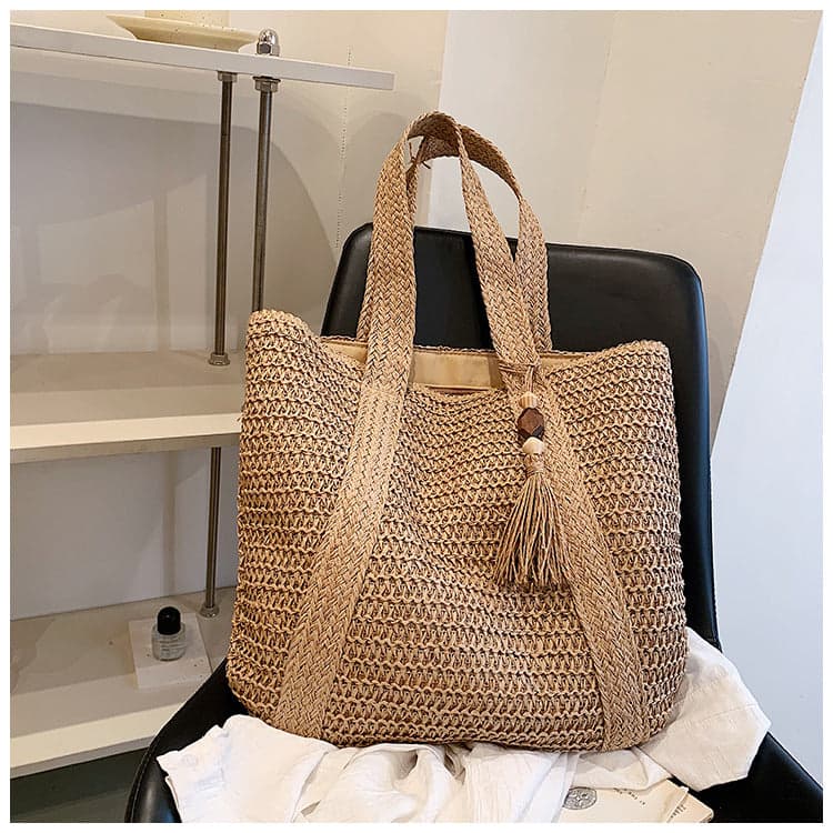 Natural Woven Tote Bag For