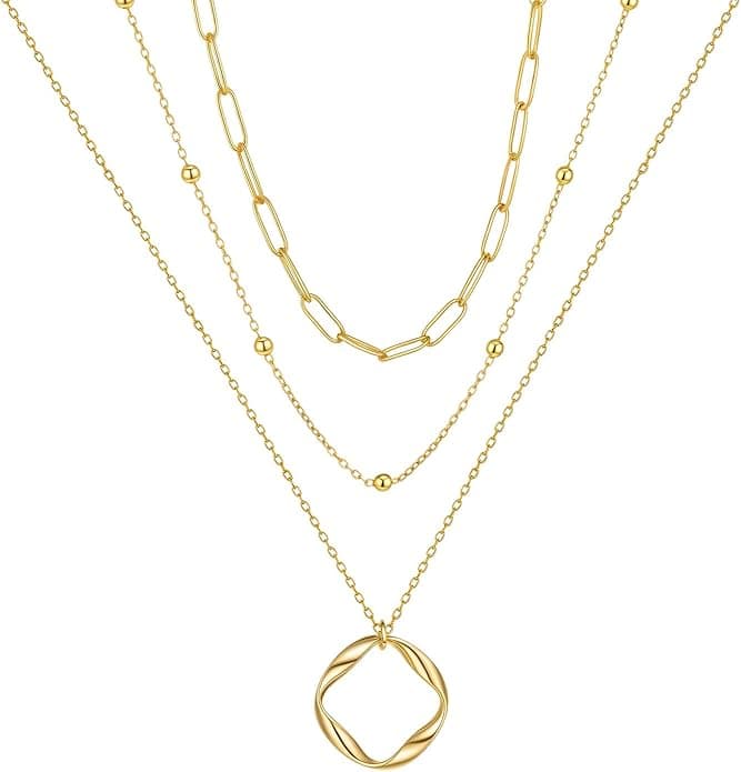 Multi-layered Gold Necklace, Stackable Delicate Gold Plated Fashion
