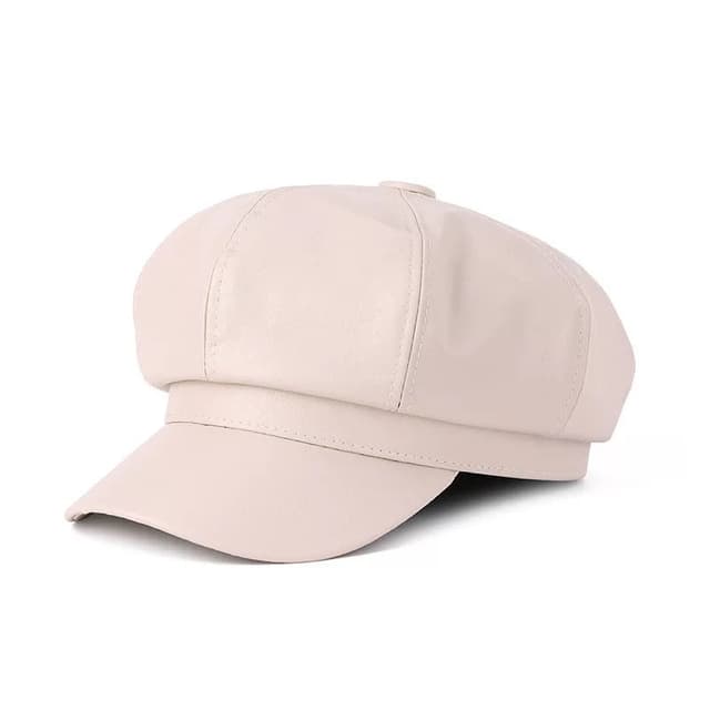Faux Leather Cap, Cream