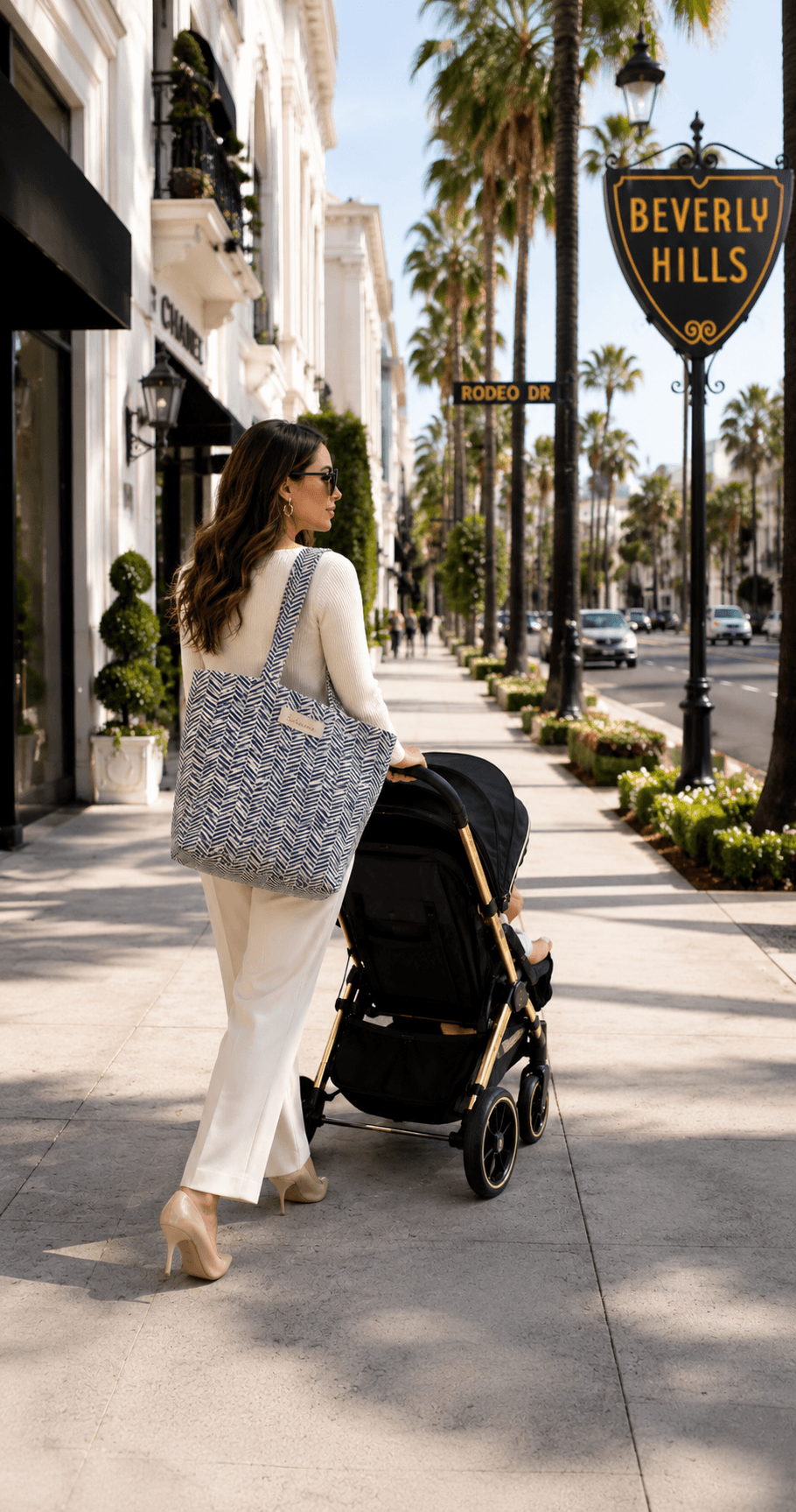 Solamore Coastal Blue Chevron Tote Bag Chic Everyday