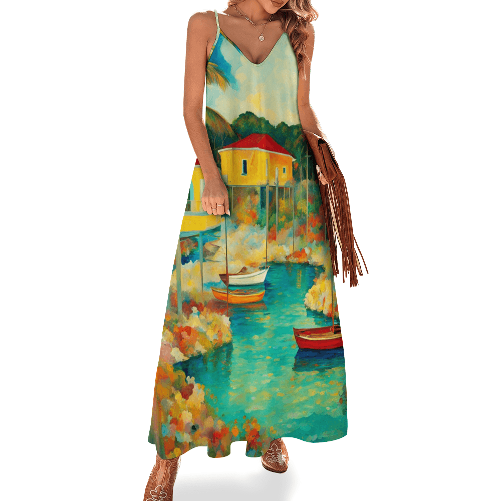 Abacos Bahamas Summer Fashion Maxi Slip Dress
