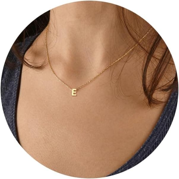 Small Initial Necklace Gold Plated Stainless Steel Tiny
