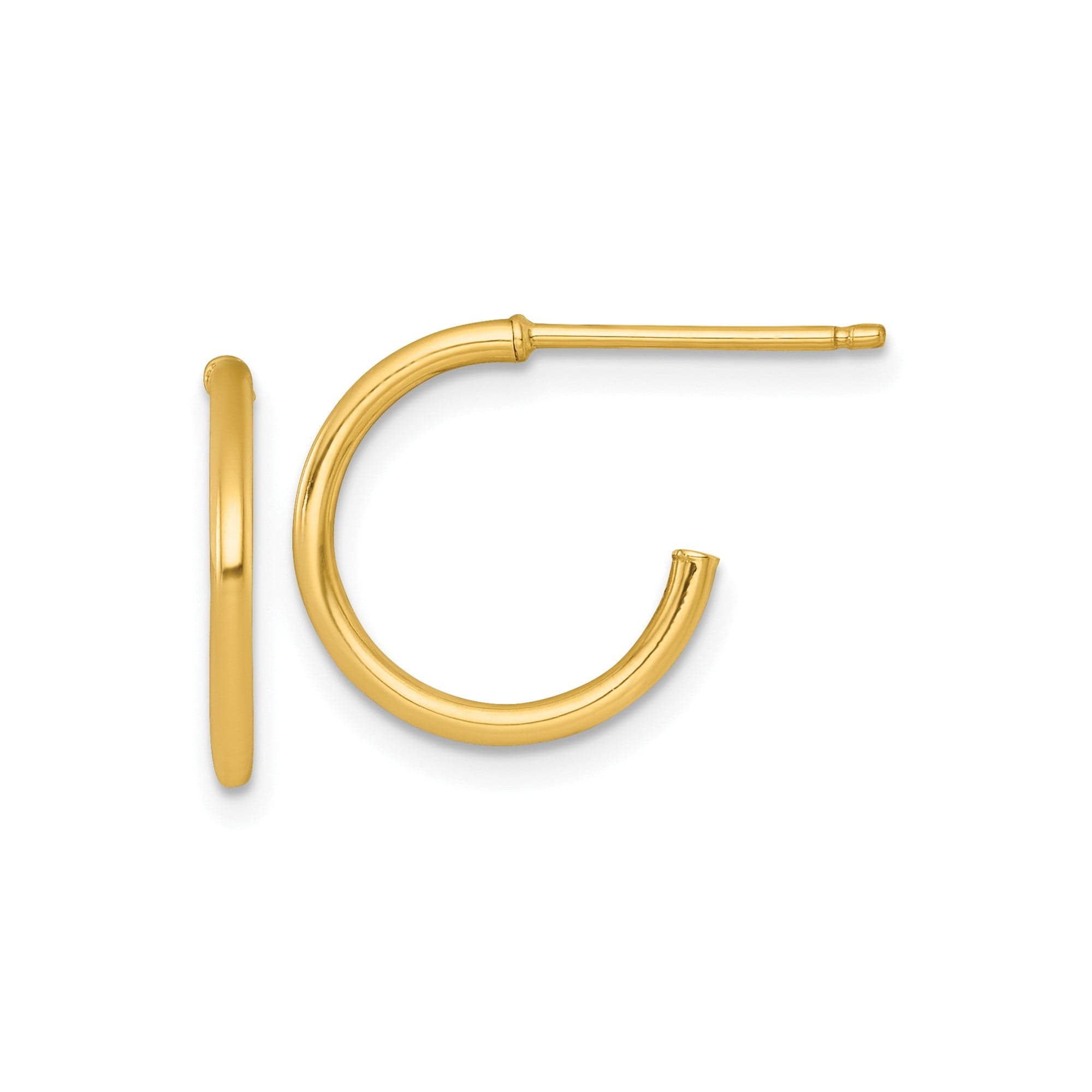 Yellow Gold Hoop Earrings, Small Lightweight Round Polished