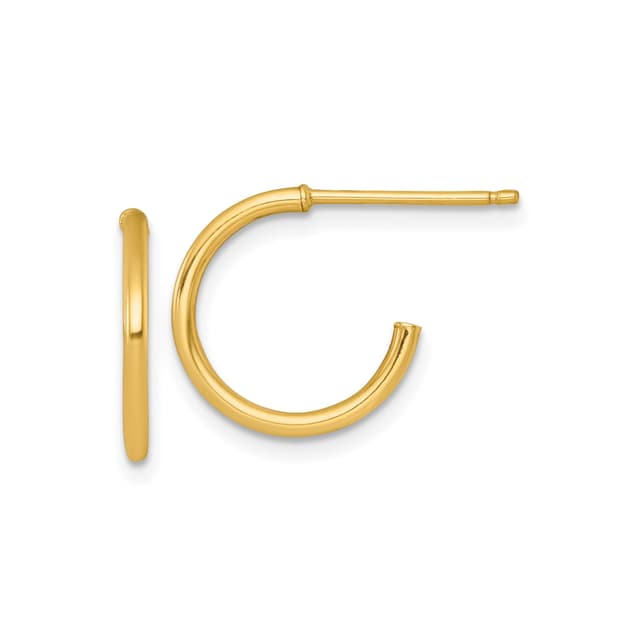 Yellow Gold Hoop Earrings, Small Lightweight Round Polished