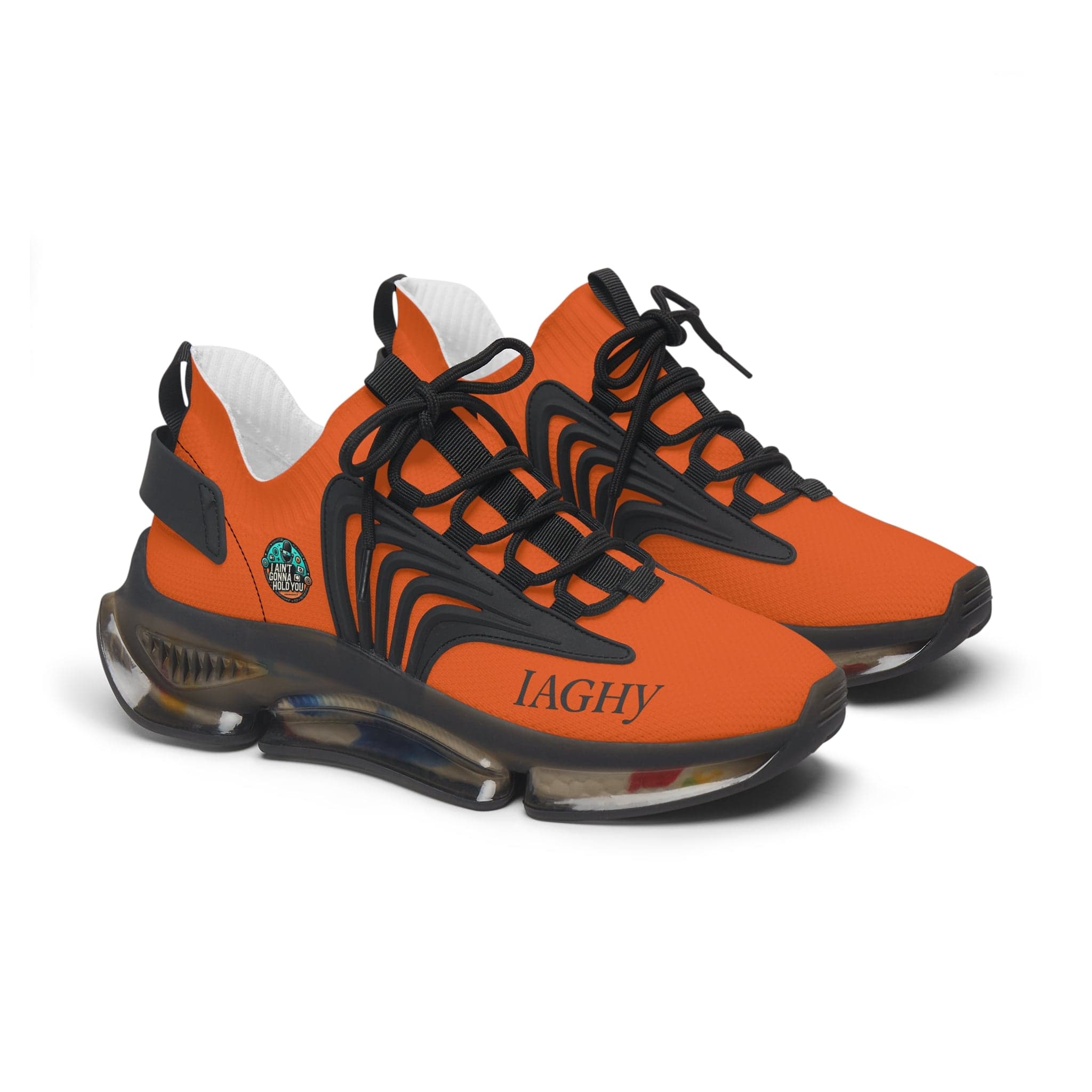 Orange Mesh Sneakers Lightweight Breathable Athletic Shoes