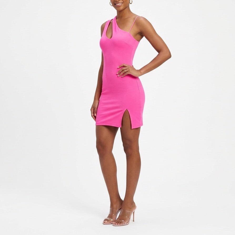 Naked Wardrobe Neon Pink One Shoulder Cutout Mini