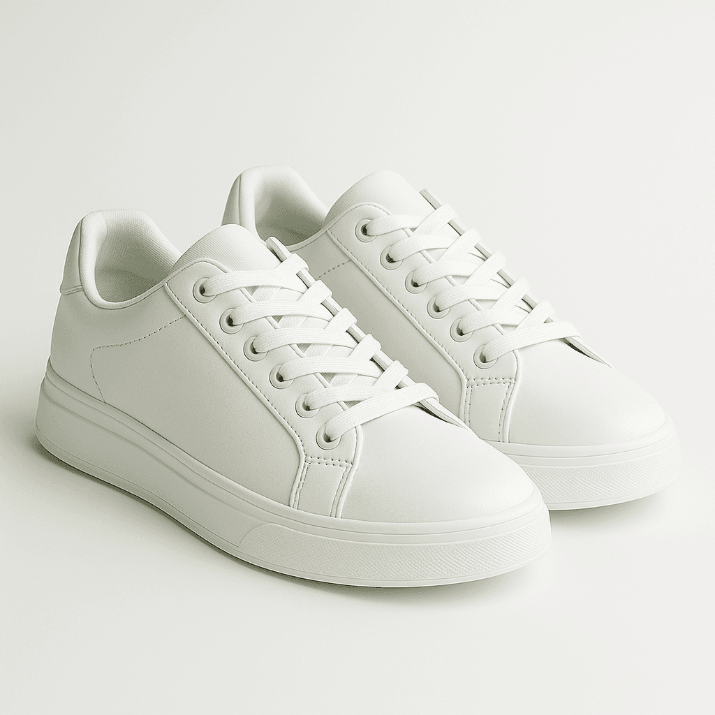 White Leather Low Top Casual Walking Sneakers Tennis