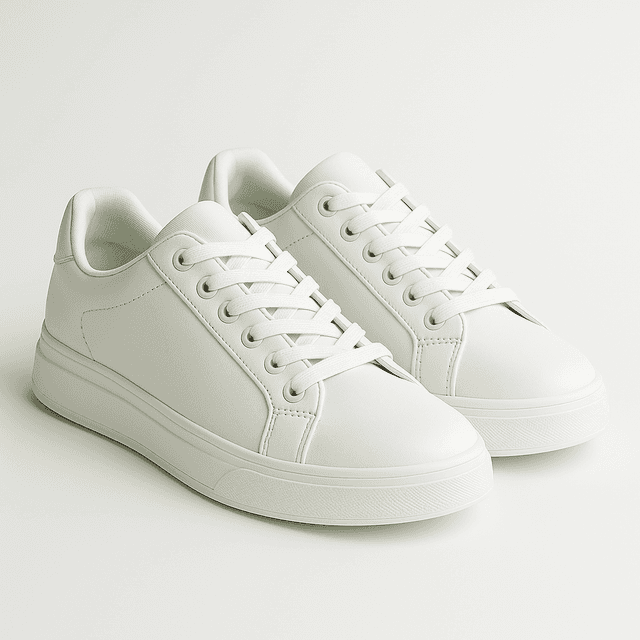 White Leather Low Top Casual Walking Sneakers Tennis