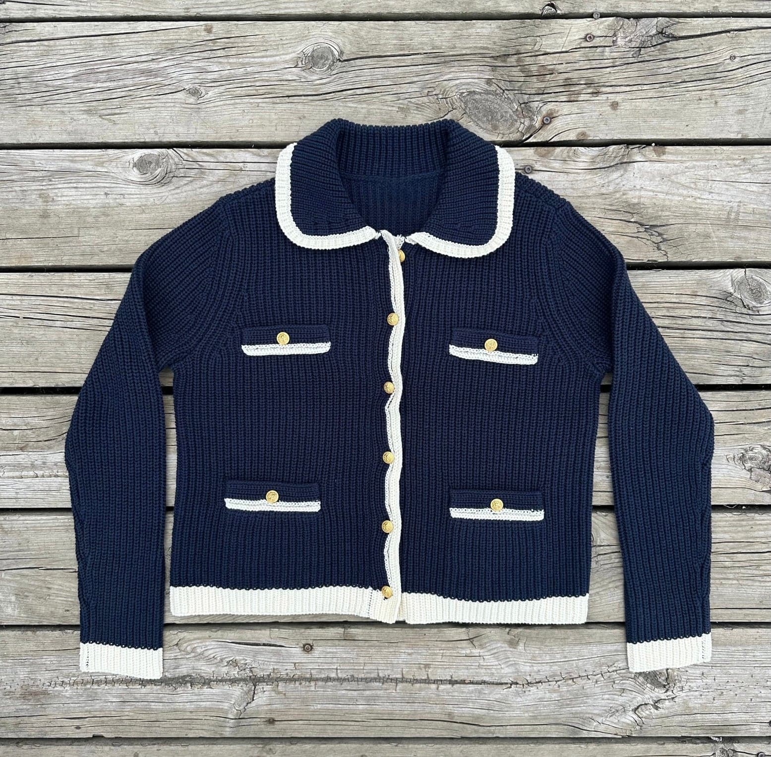 Navy And Ivory Cardigan