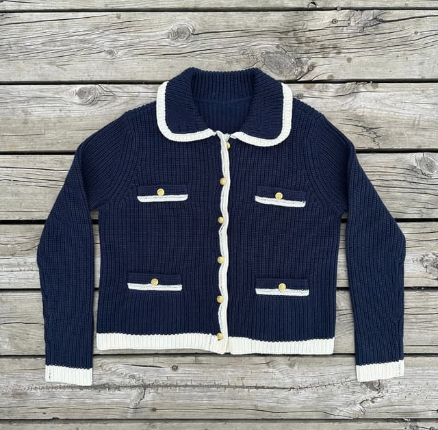 Navy And Ivory Cardigan
