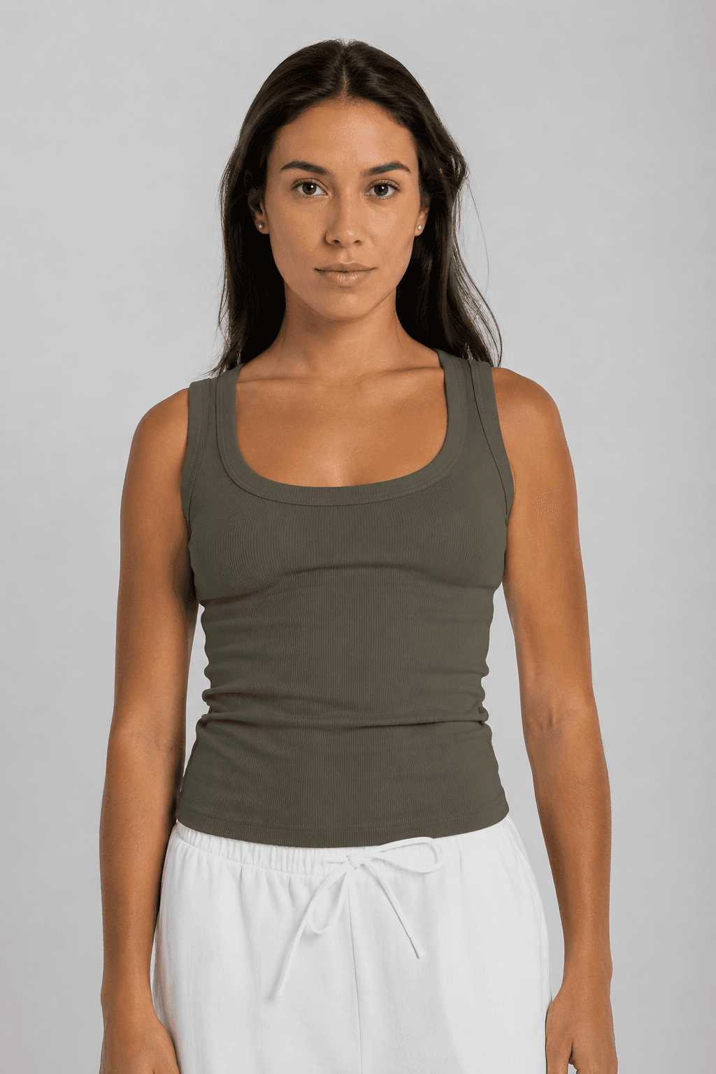 Olive Ribbed Tank Top by Kai Collections