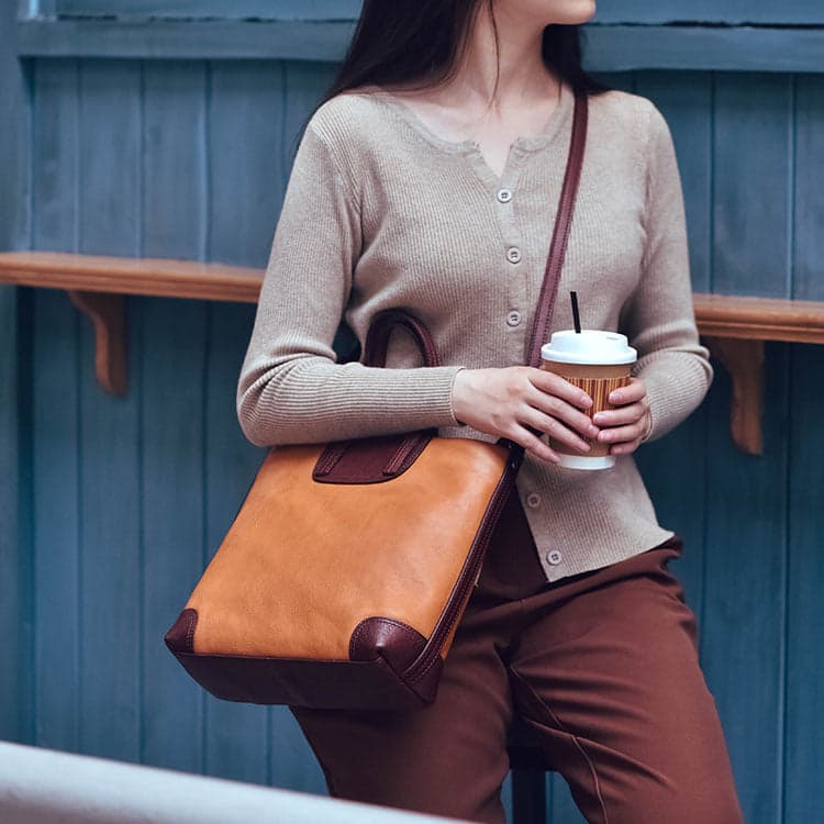 Small Tan Purse Tan Leather Tote Handbag Tote