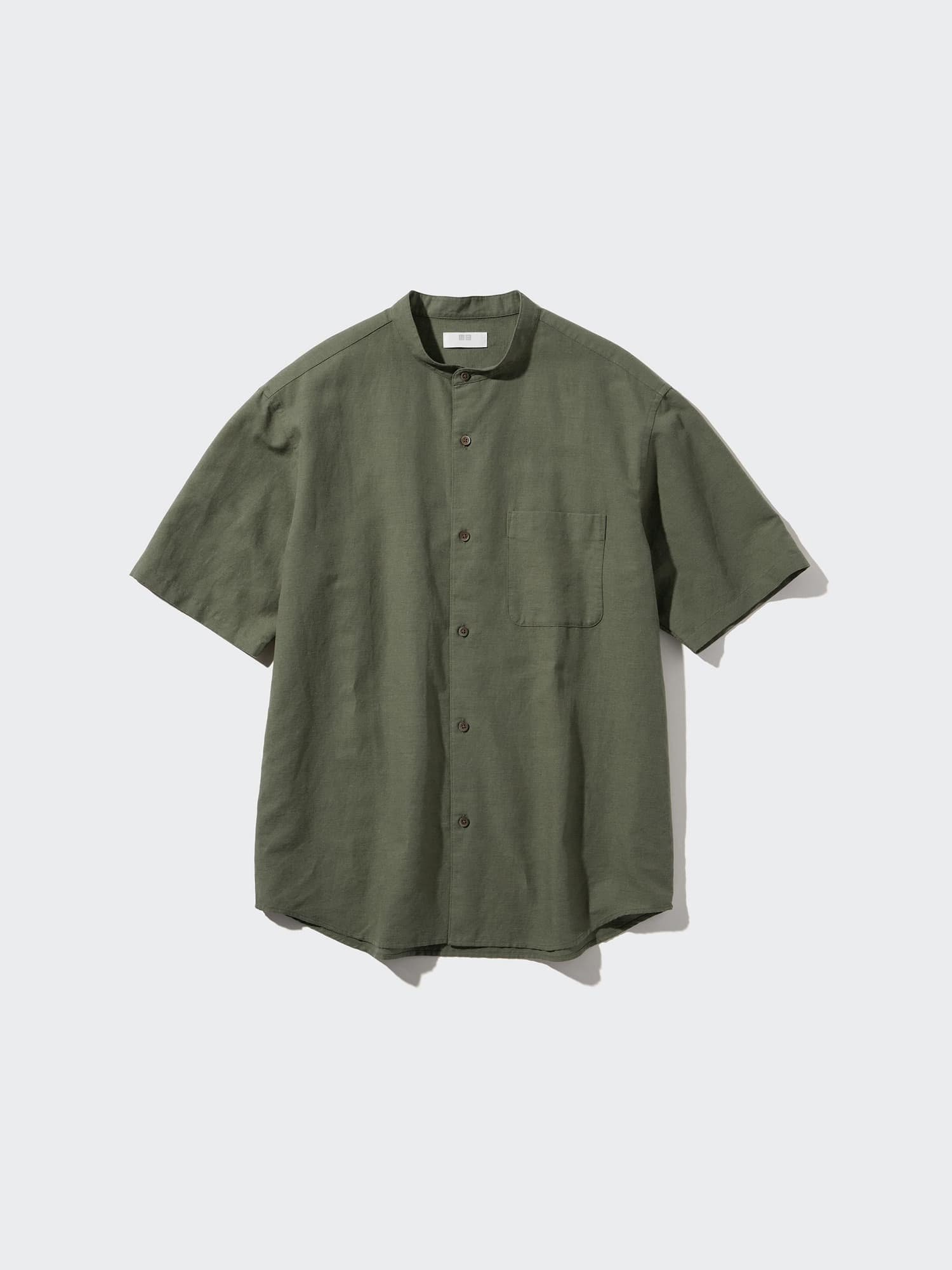 Cotton Linen Open Collar Shirt | Short Sleeve