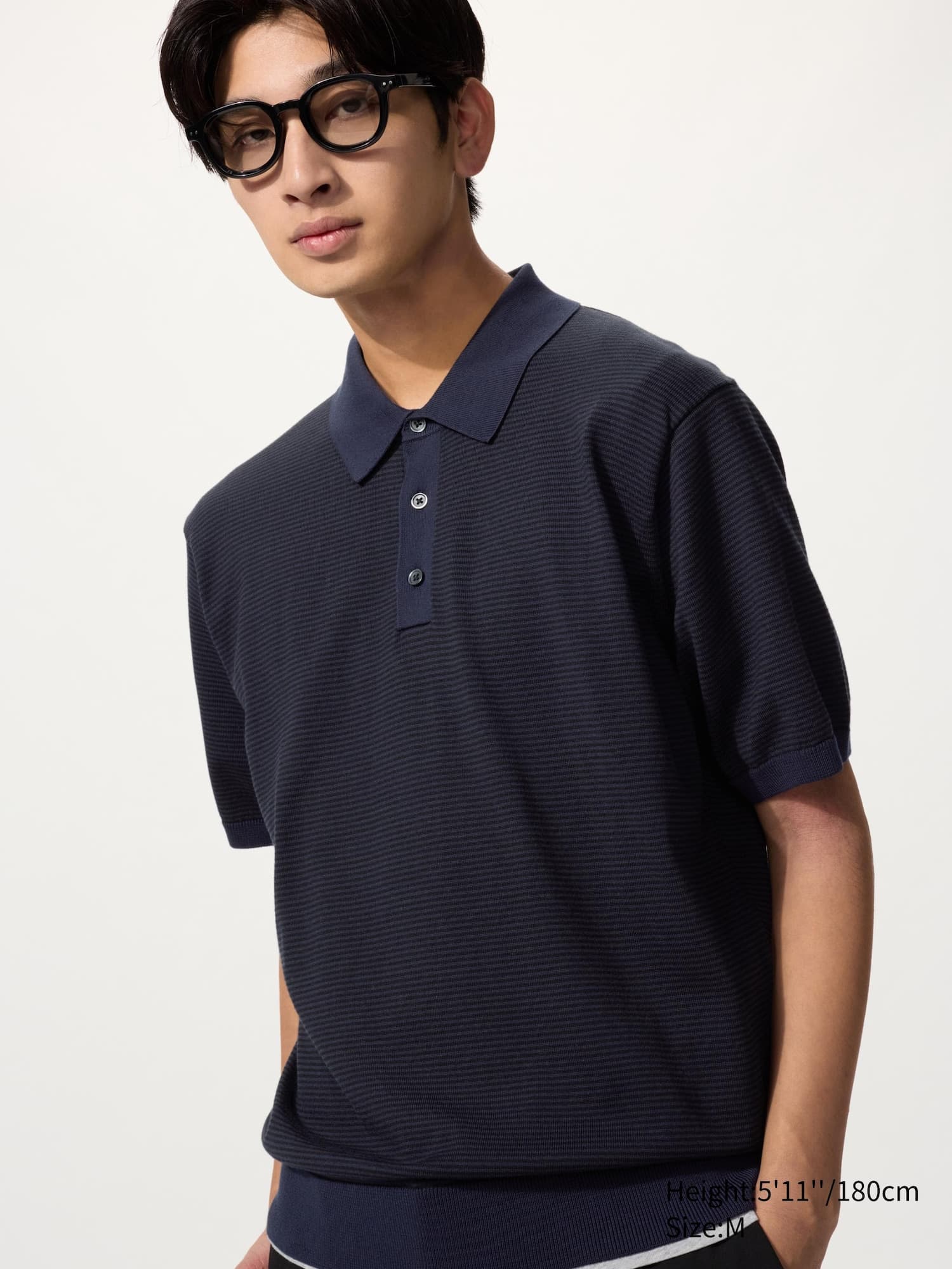 Washable Knitted Polo Sweater | Short Sleeve | Striped
