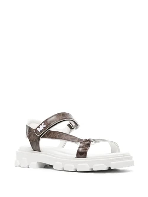 Monogram-print leather sandals by Michael Michael Kors