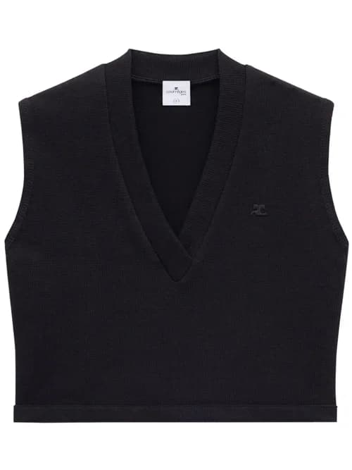 Varsity logo-appliqué vest by Courrèges
