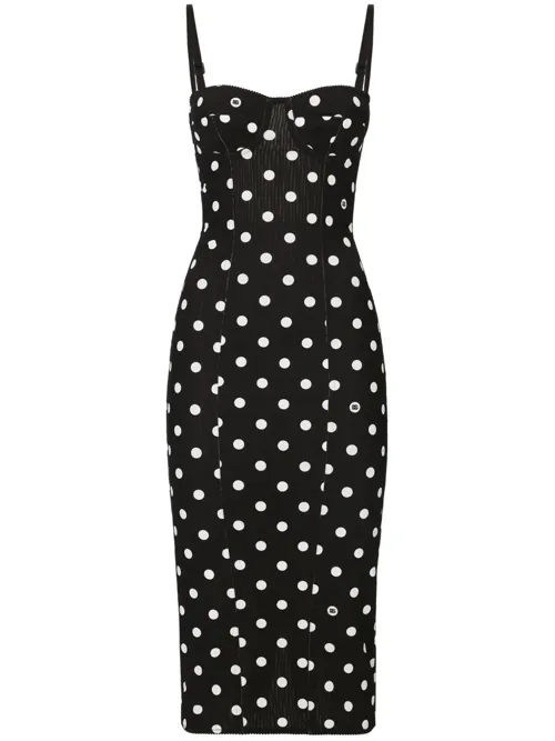 Polka-dot corset midi dress by Dolce & Gabbana