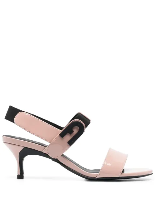 Logo-plaque patent-leather sandals by Furla