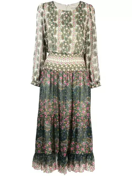 graphic-print long-sleeve dress by Saloni