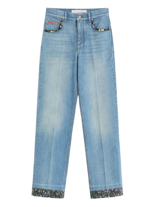 floral-trim jeans by Valentino Garavani