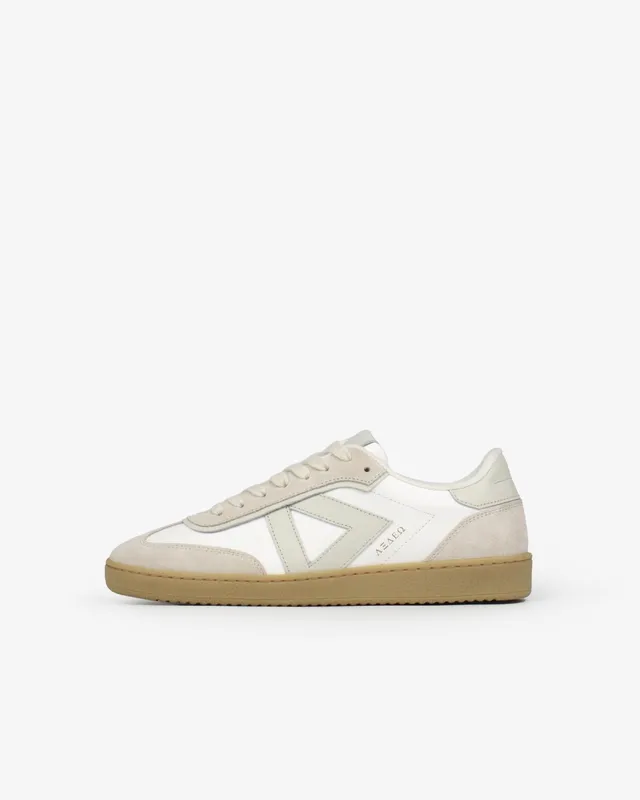 Hera Low Top Sneakers White Leather by SANS MATIN USA