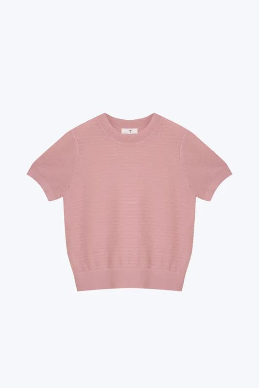 Knitted Short Sleeve Top Blush by The Restyle Trait