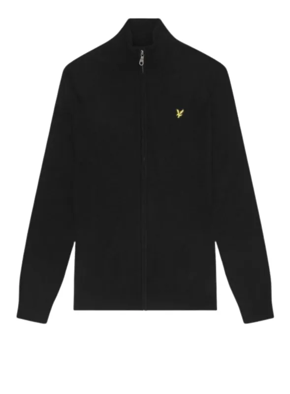 Lyle Scott Lambswool Blend Zip Through Cardigan Jet by MAISONDEFASHION.COM