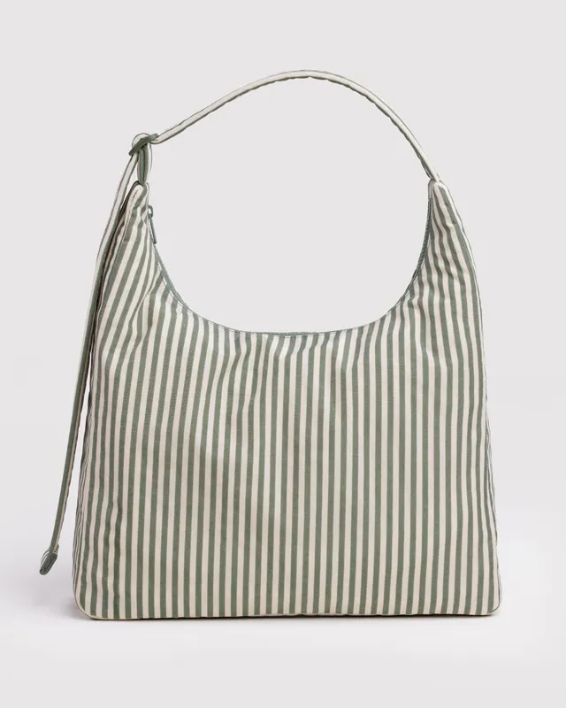Nylon Shoulder Bag Sage Stripe by BAGGU