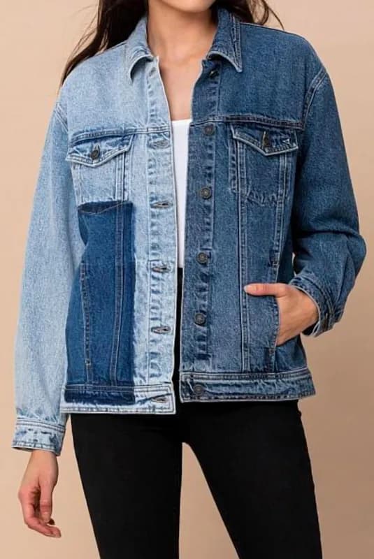Denim Jacket Patch Oversized Denim Jacket In Light Blue by ShopSimon