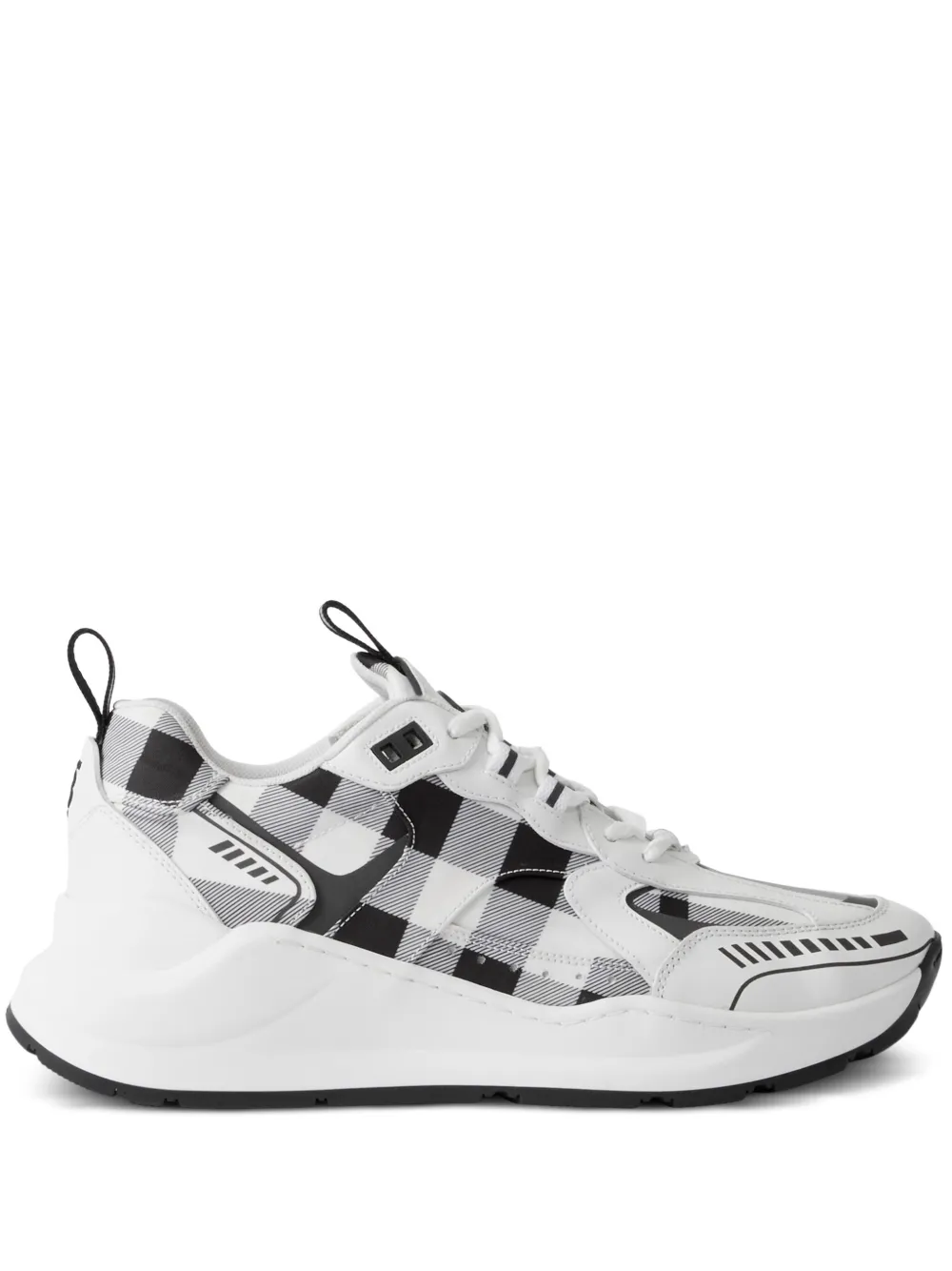 check-pattern leather sneakers by Burberry