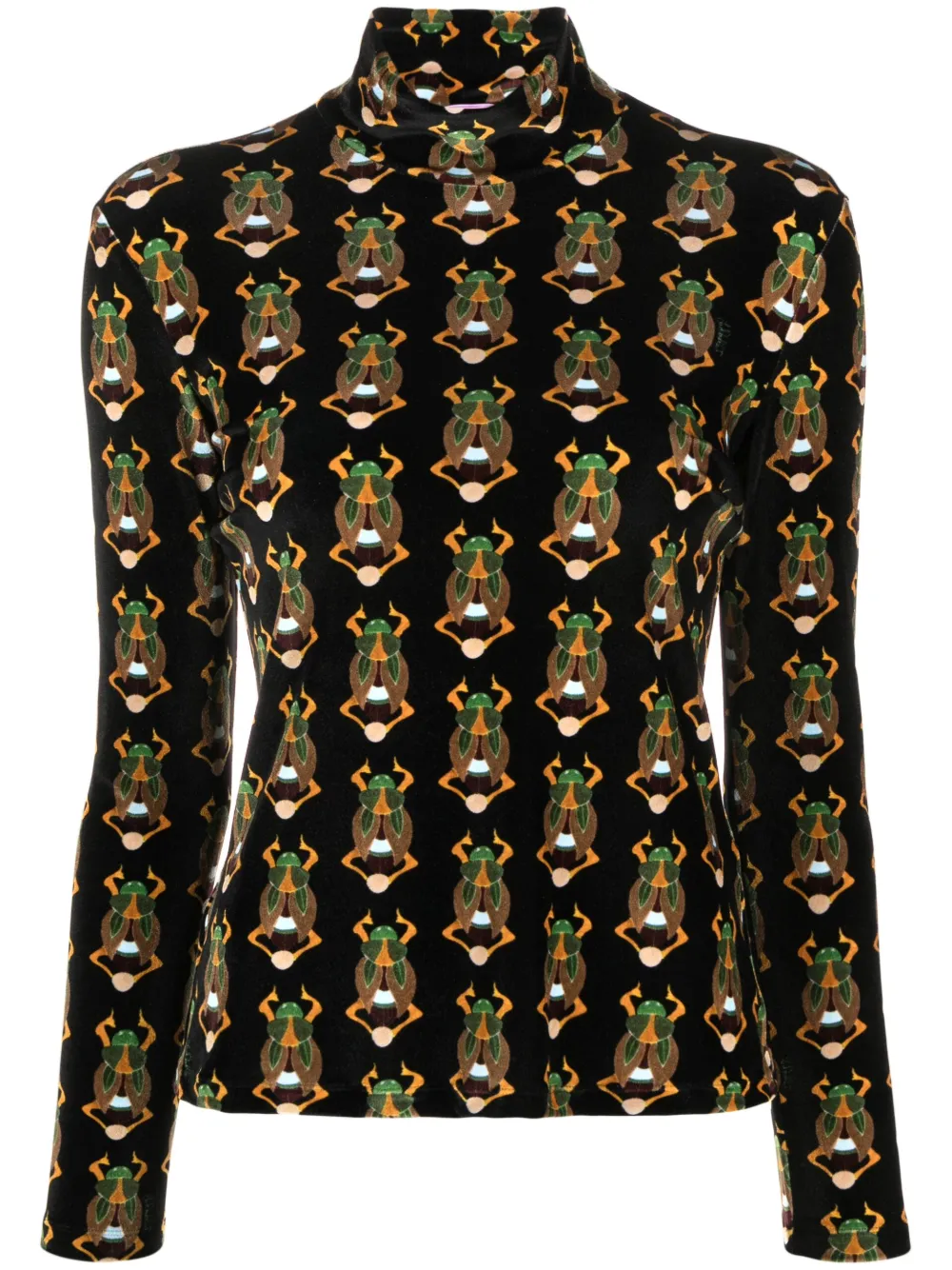 scarab-motif velvet T-shirt by La DoubleJ