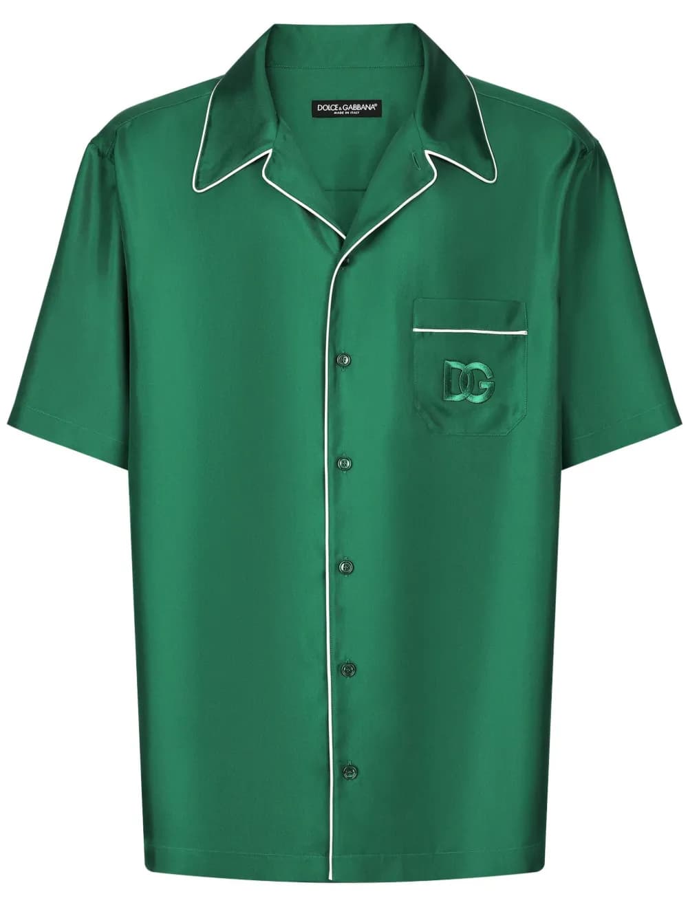 embroidered-logo silk-twill shirt by Dolce & Gabbana