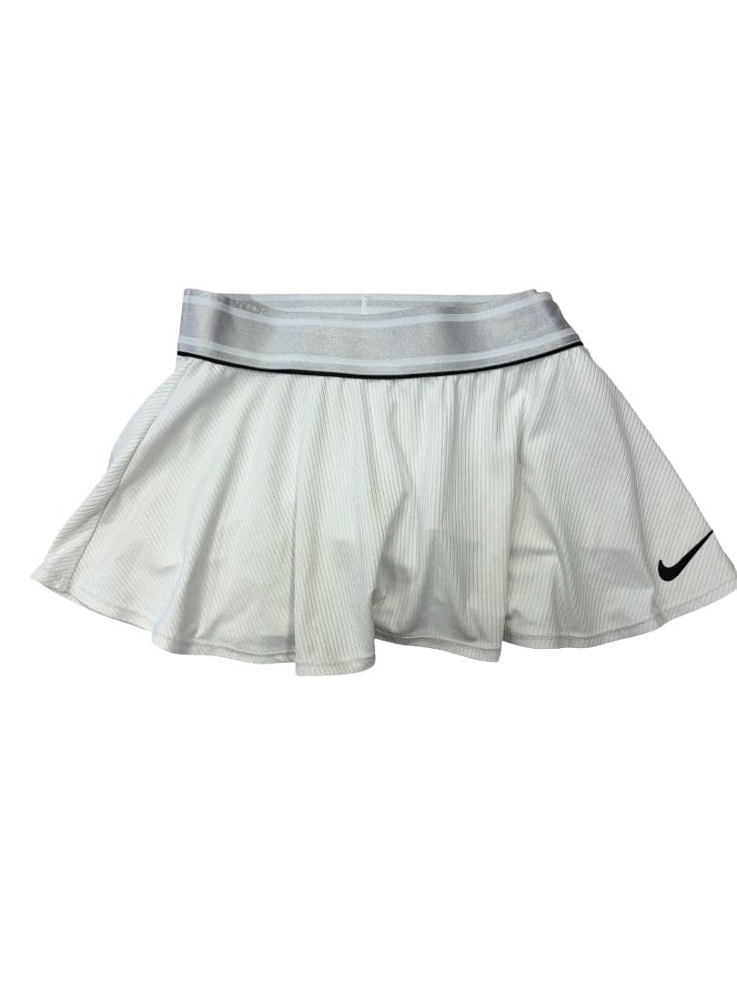 Nike Pleated White Tennis Skort With Silver Waistband