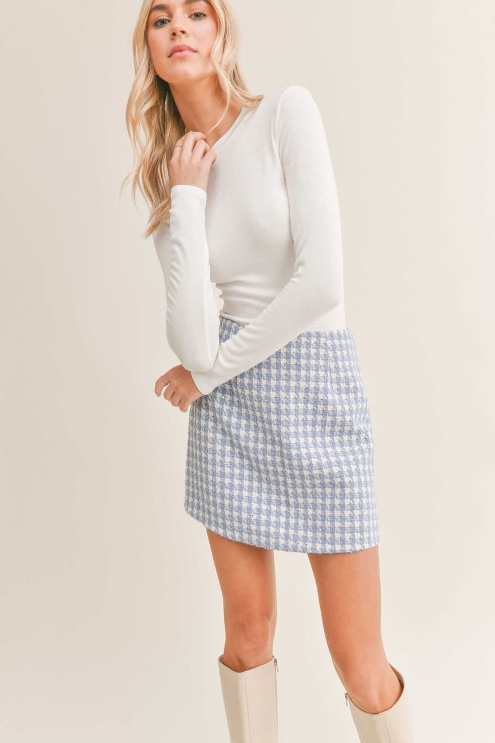Crewneck Long Sleeve Basic Top Sadie Sage White by sadie and sage