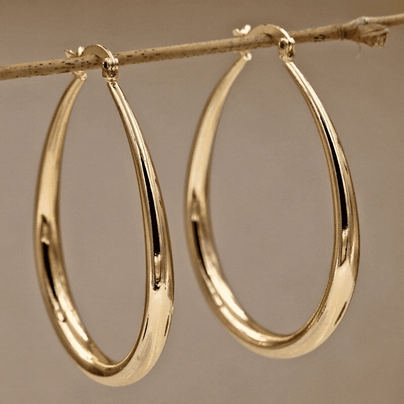 Simple Golden Color Hoop Earrings Elegant Jewelry Gift by Congo Basin Group