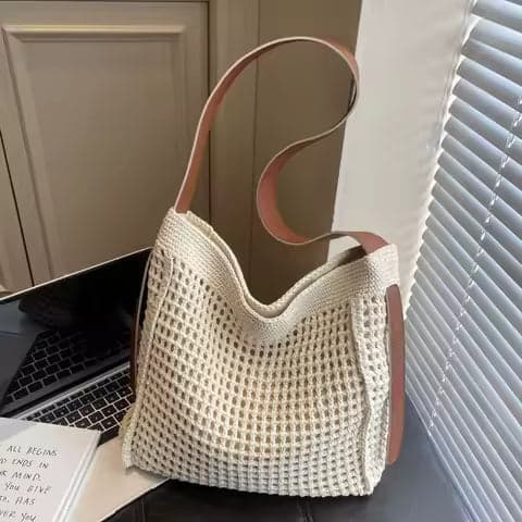 Cotton Woven Crossbody Bags For Summer Large Capacity
